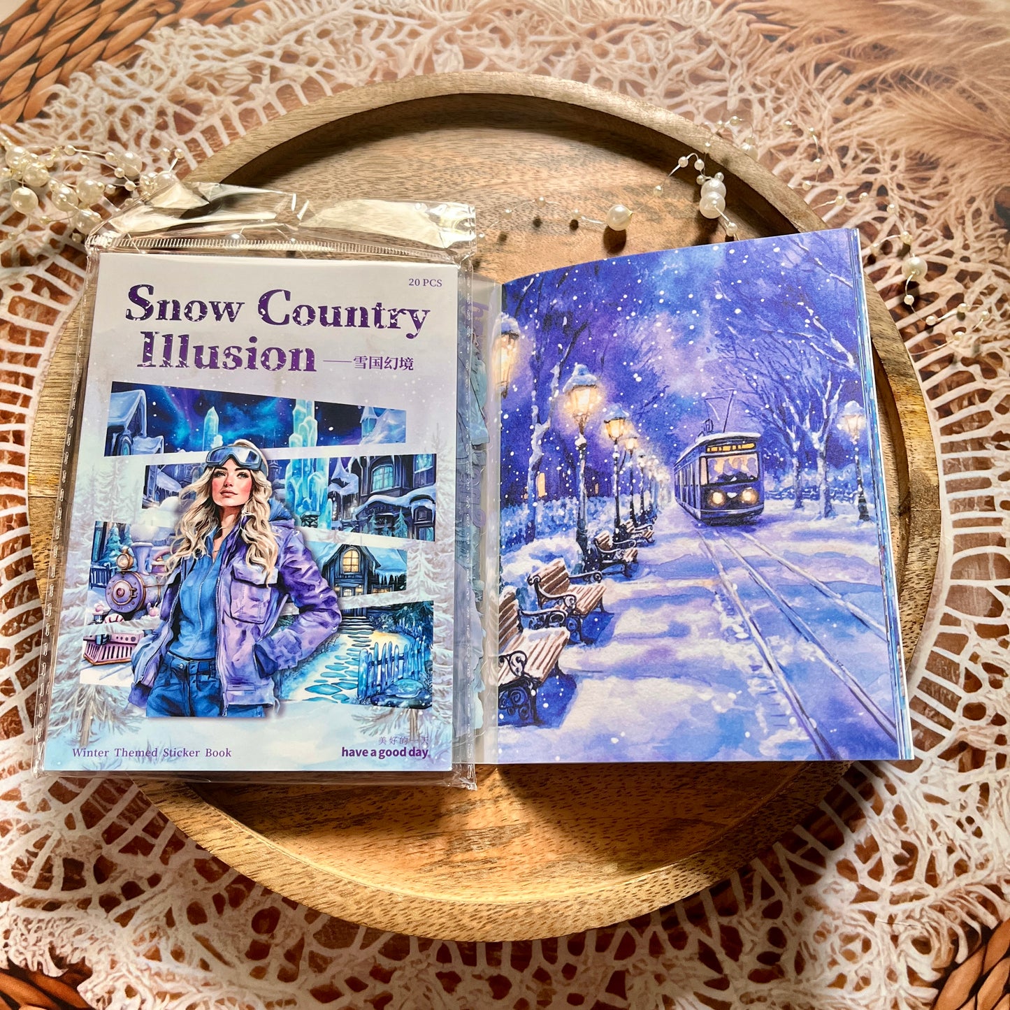 20 Sheets Snow Country Fantasy Series Winter Die-Cut Sticker Book