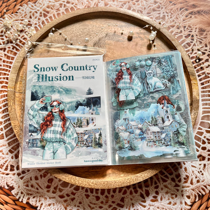 20 Sheets Snow Country Fantasy Series Winter Die-Cut Sticker Book