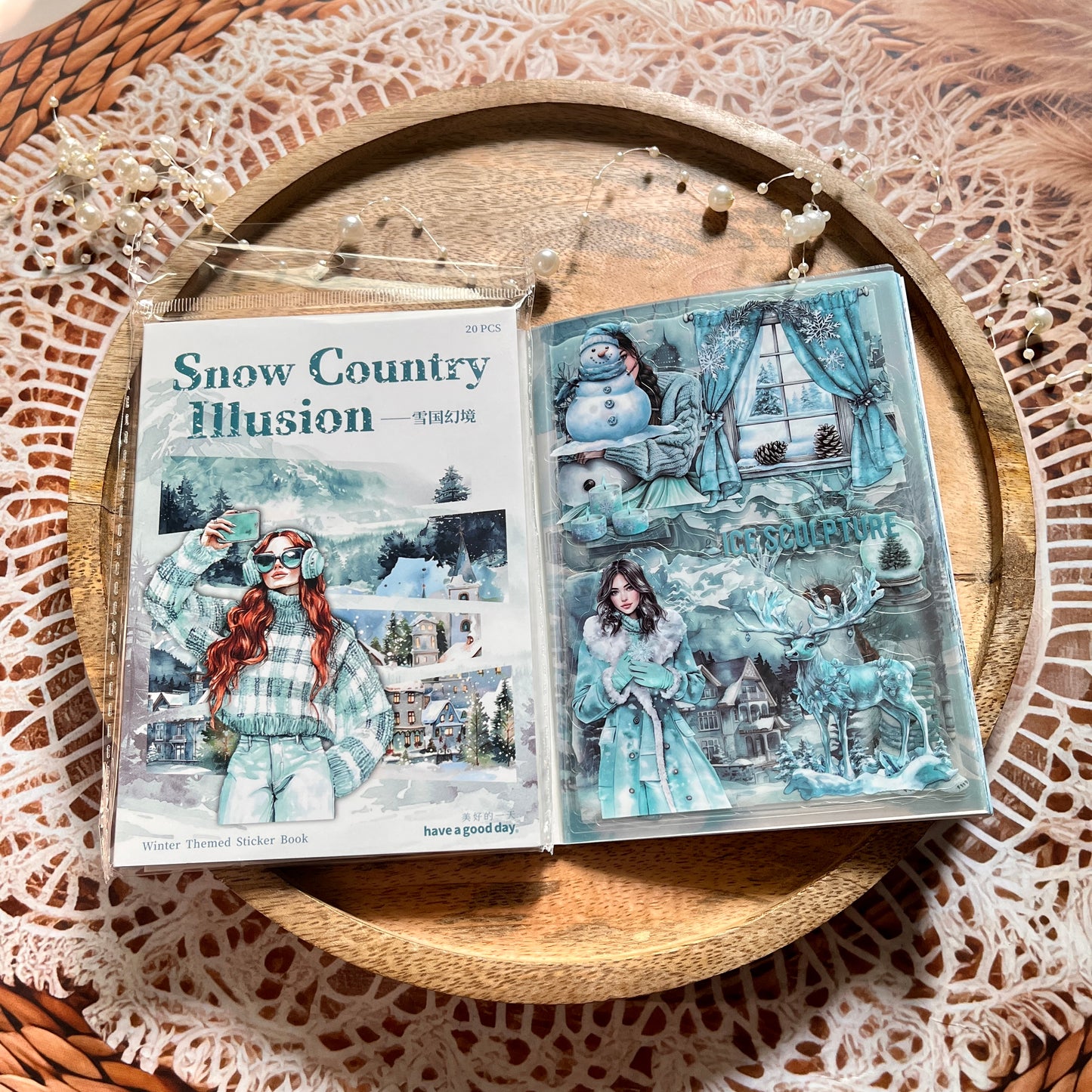 20 Sheets Snow Country Fantasy Series Winter Die-Cut Sticker Book