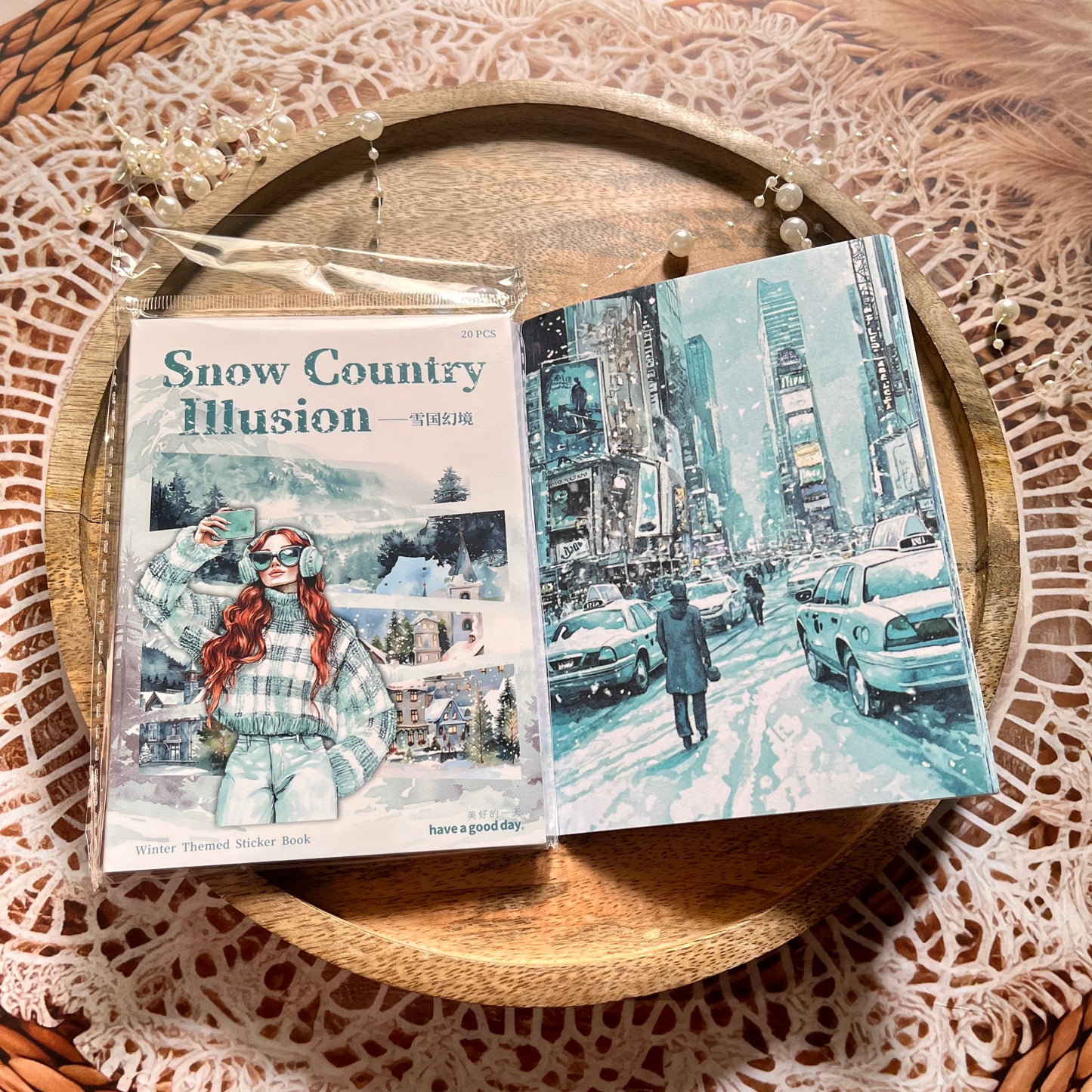 20 Sheets Snow Country Fantasy Series Winter Die-Cut Sticker Book