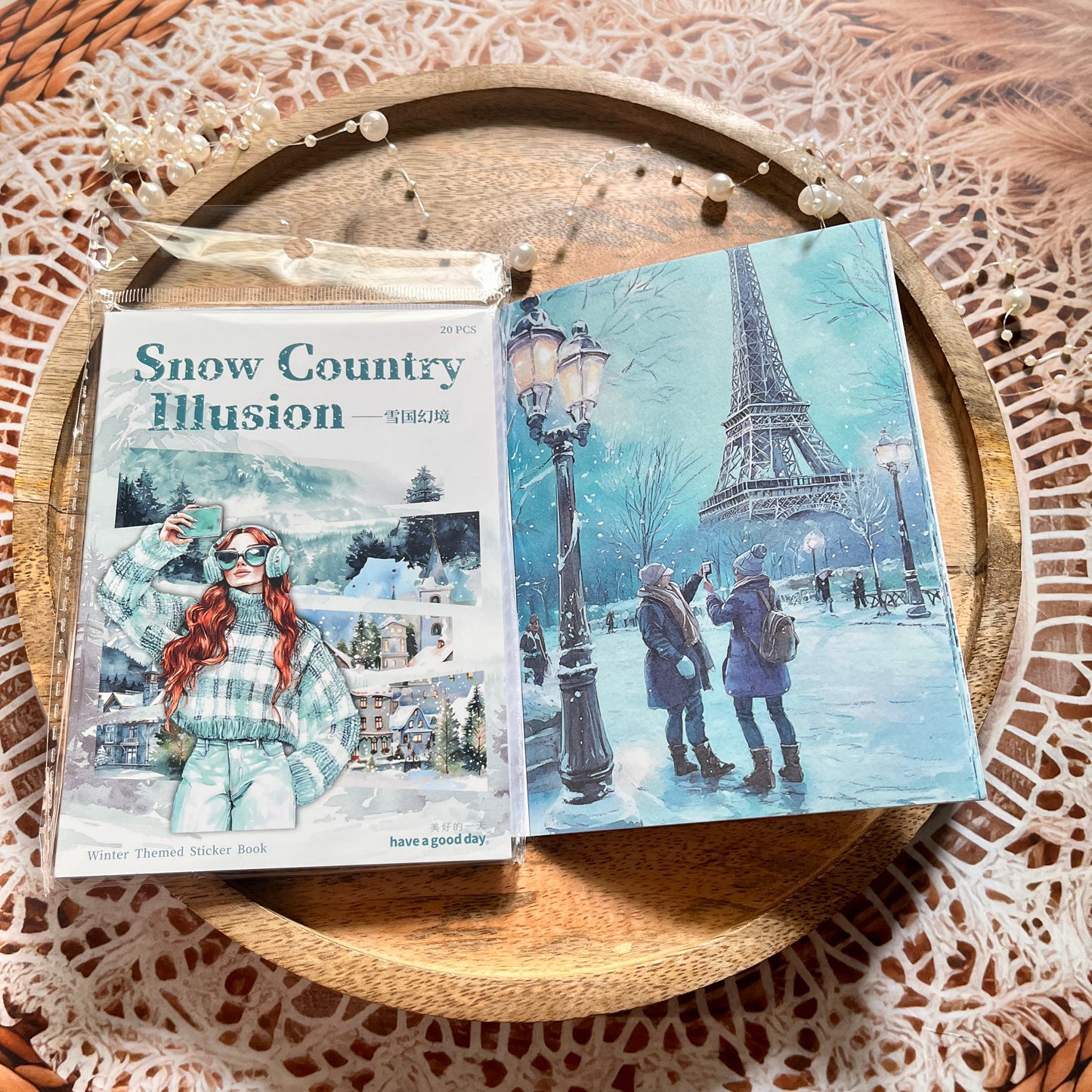 20 Sheets Snow Country Fantasy Series Winter Die-Cut Sticker Book