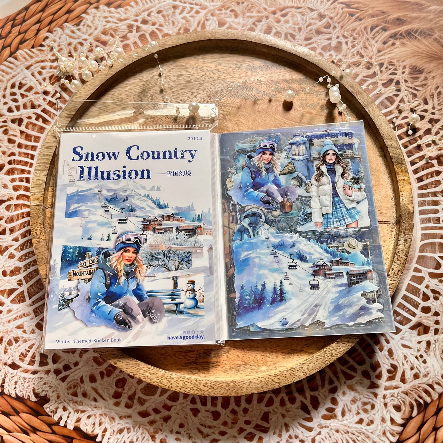 20 Sheets Snow Country Fantasy Series Winter Die-Cut Sticker Book