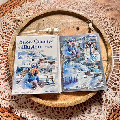 20 Sheets Snow Country Fantasy Series Winter Die-Cut Sticker Book
