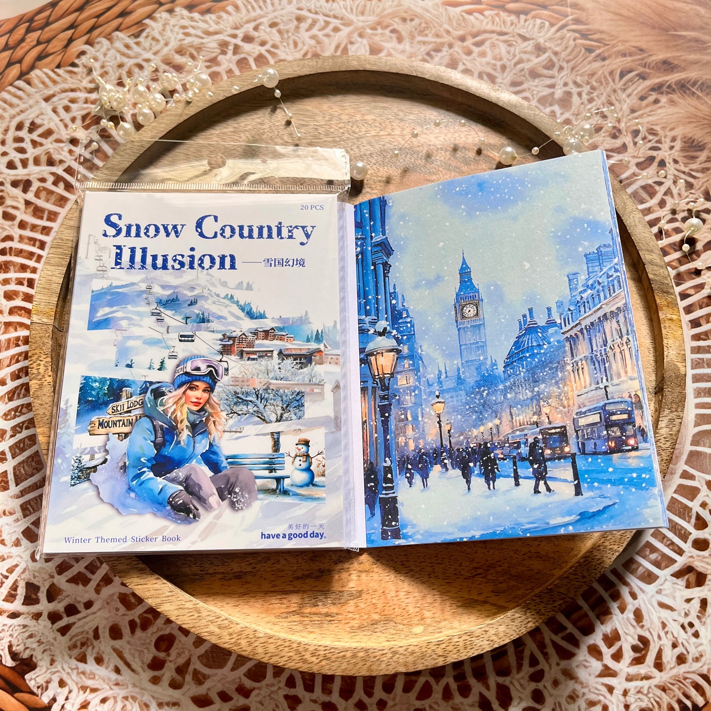 20 Sheets Snow Country Fantasy Series Winter Die-Cut Sticker Book