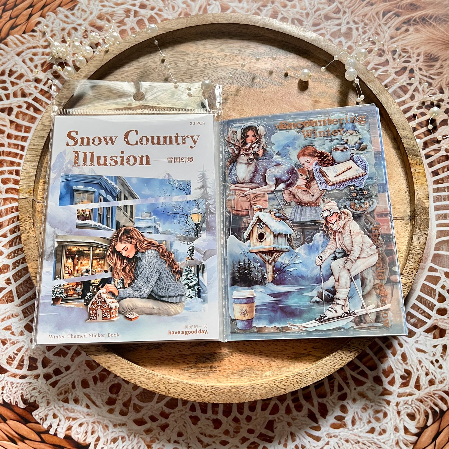 20 Sheets Snow Country Fantasy Series Winter Die-Cut Sticker Book