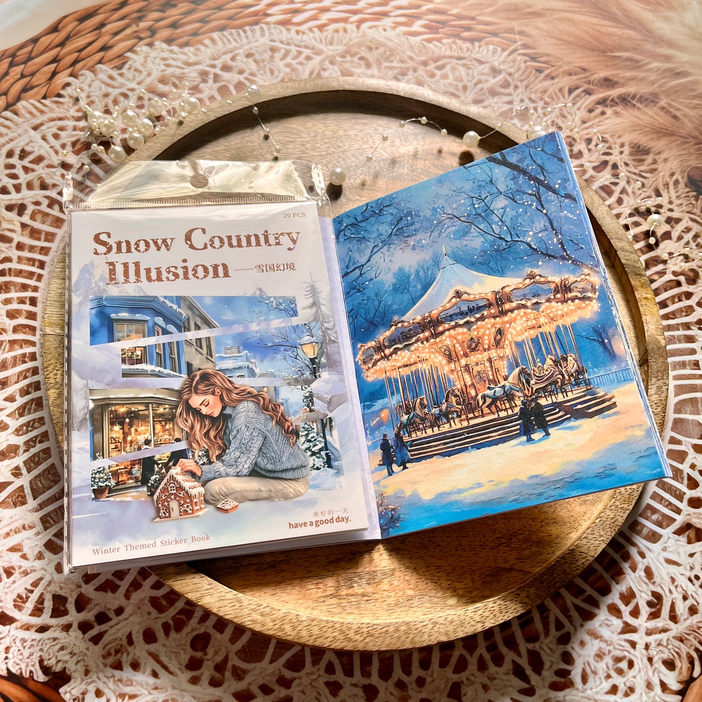 20 Sheets Snow Country Fantasy Series Winter Die-Cut Sticker Book