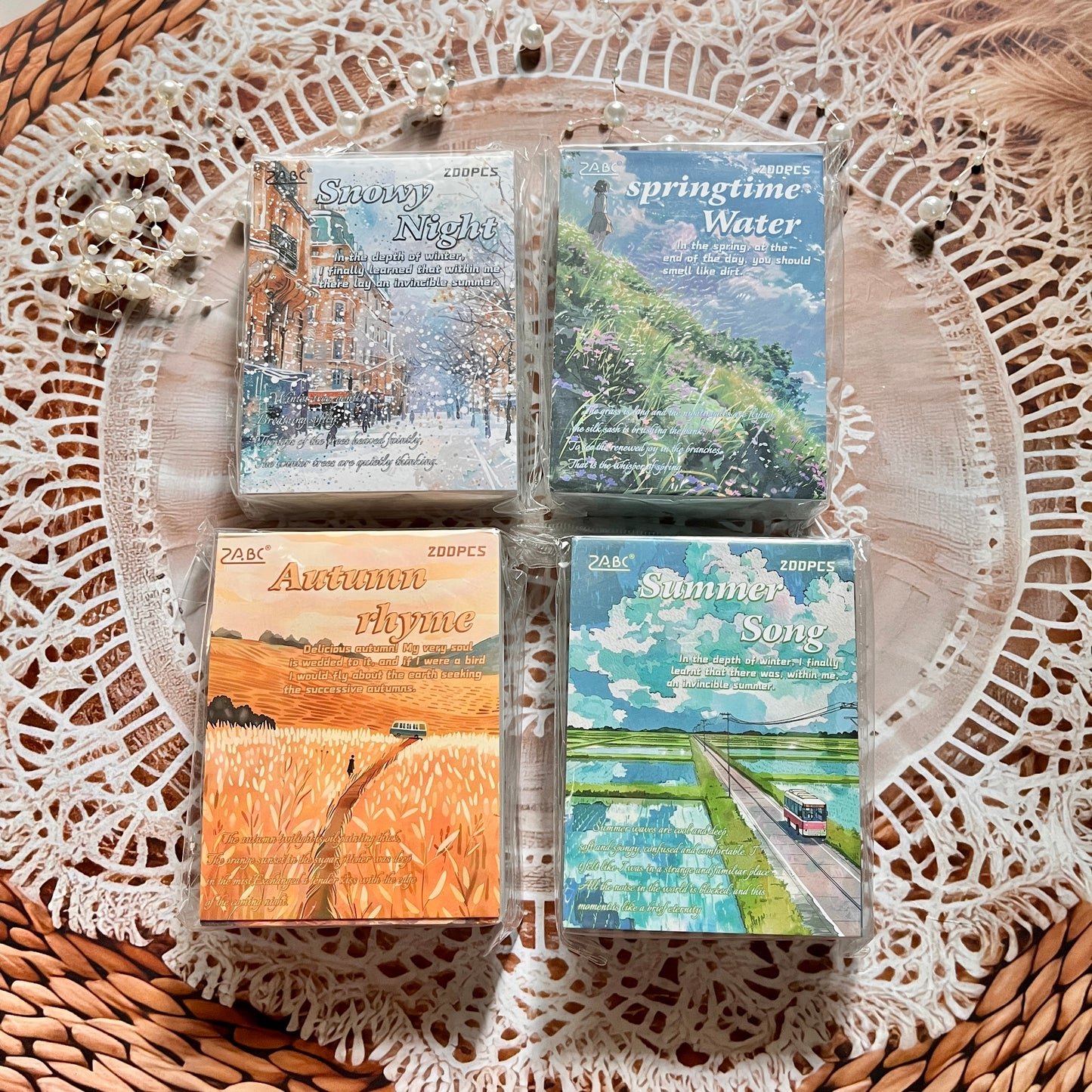 200 Sheets Four Seasons Note Paper Non-adhesive Material book