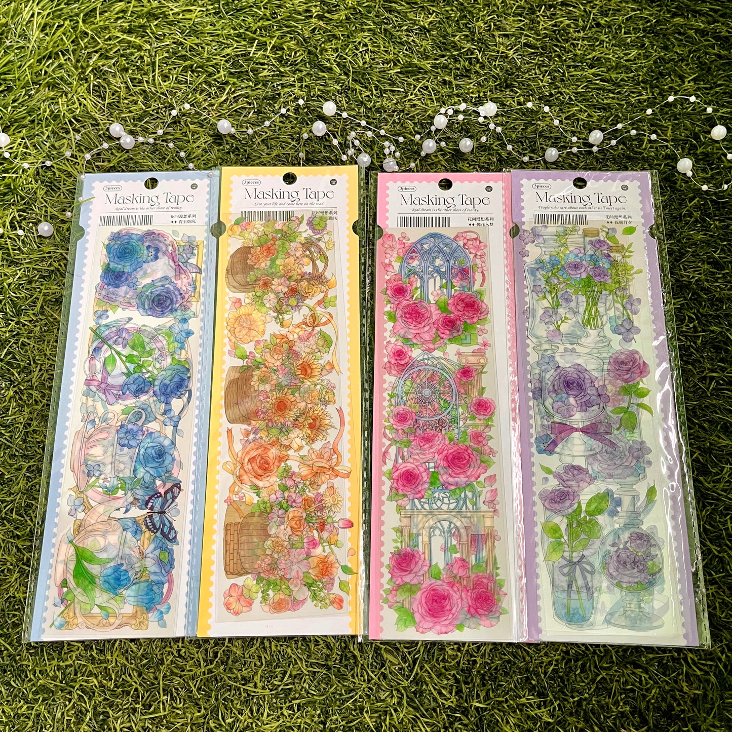 3 sheets/pack PET adhesive tape Flower Diary Series Flower Handbook Decoration Material