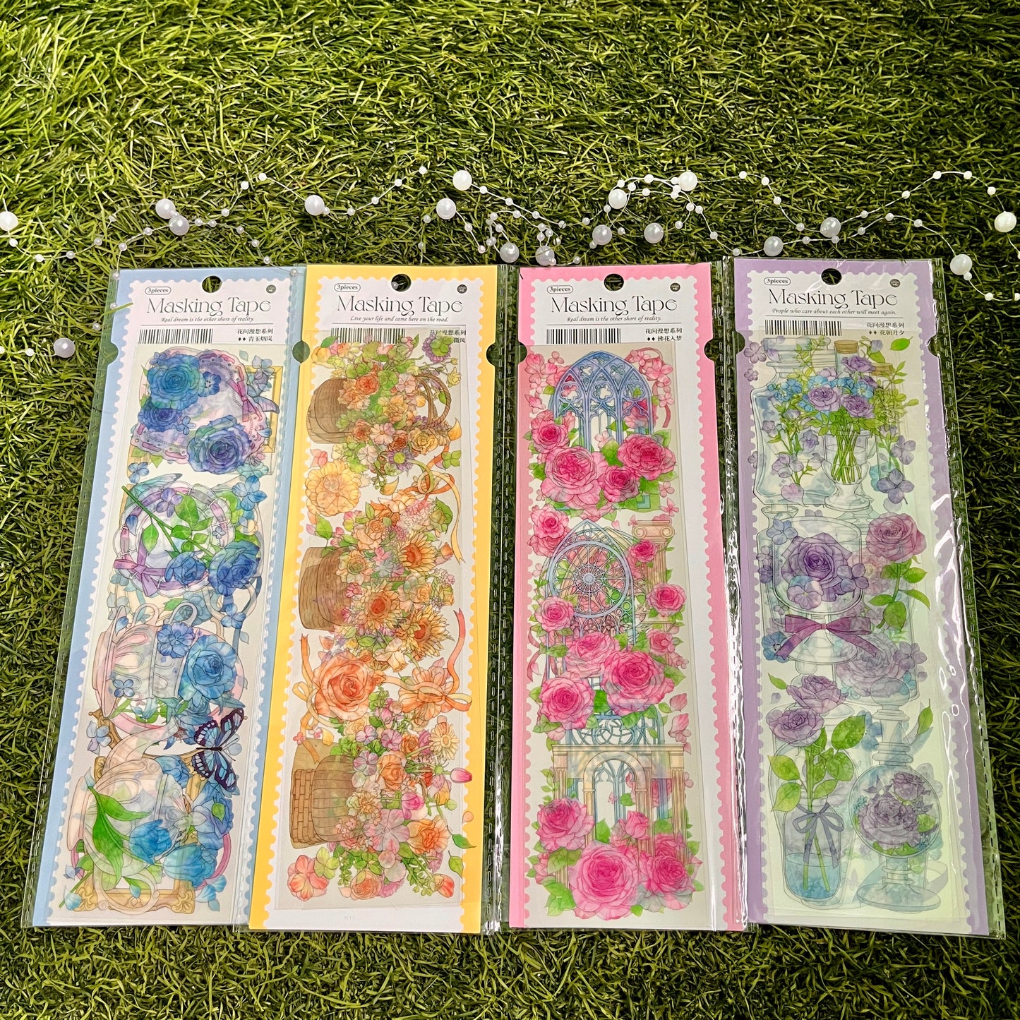 3 sheets/pack PET adhesive tape Flower Diary Series Flower Handbook Decoration Material