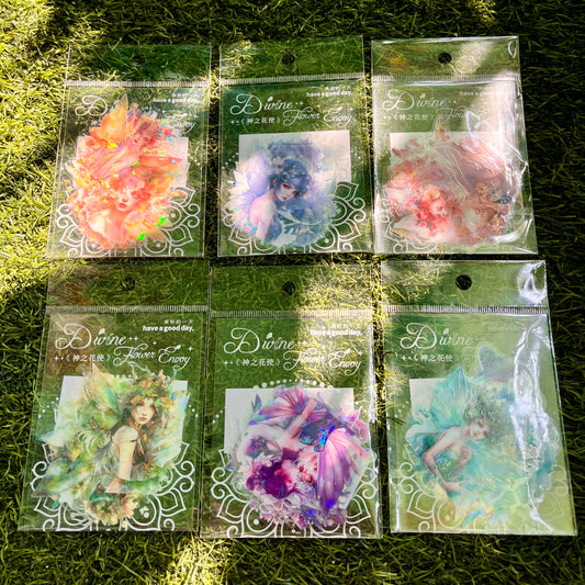 10 Pcs Vintage Flower Fairy Theme PET Sticker