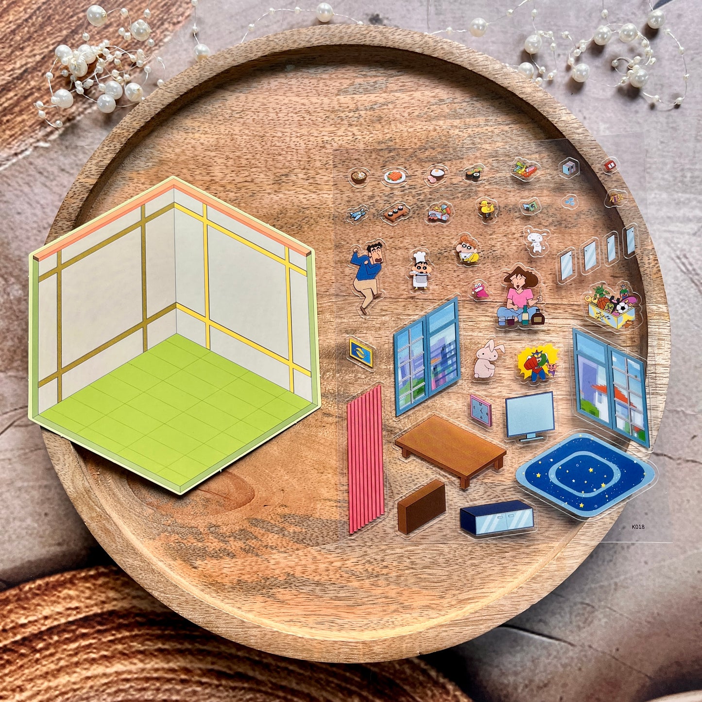 3 sheets Shinchan at Home 3D Scenery Stickers Cute Cartoon Stickers