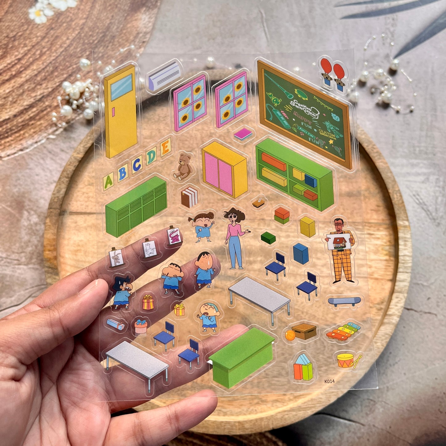 3 sheets Shinchan in Classroom 3D Scenery Cute Cartoon Stickers