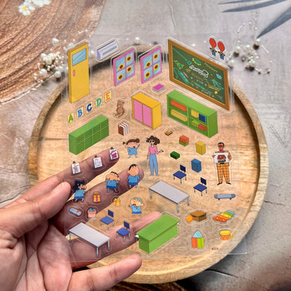 3 sheets Shinchan in Classroom 3D Scenery Cute Cartoon Stickers