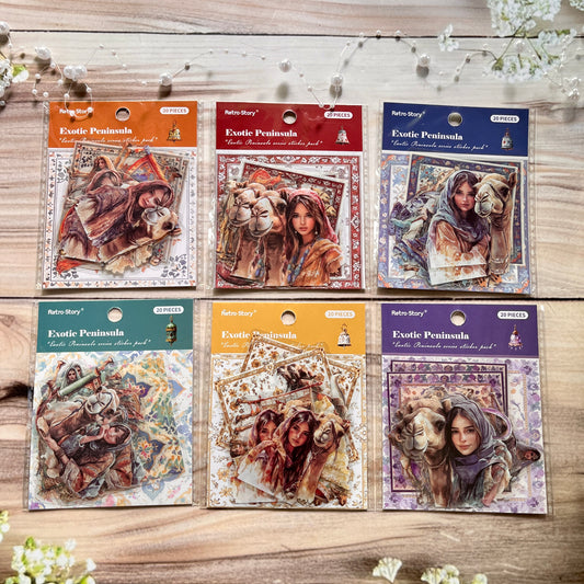 20 Pcs Exotic Peninsula Series Vintage Character pet Sticker