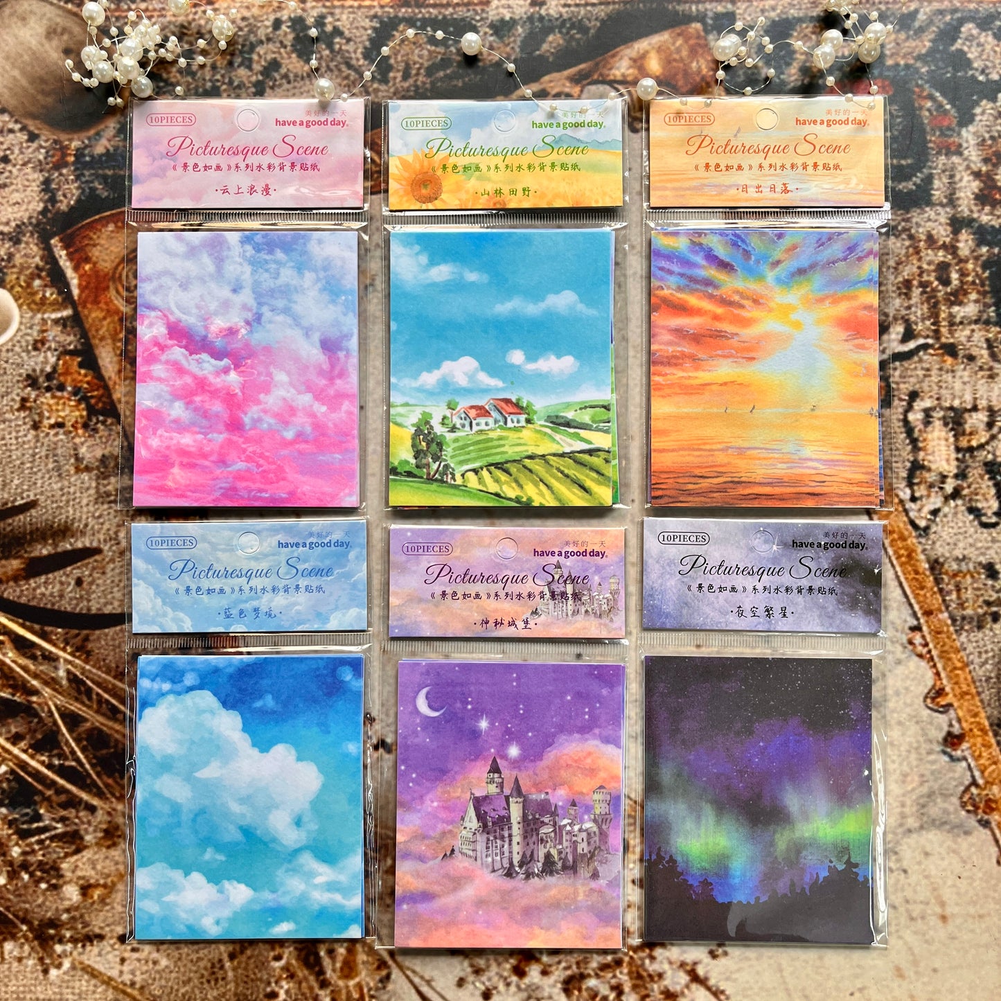 10 Sheets Picturesque Views Series Landscaping Washi Stickers