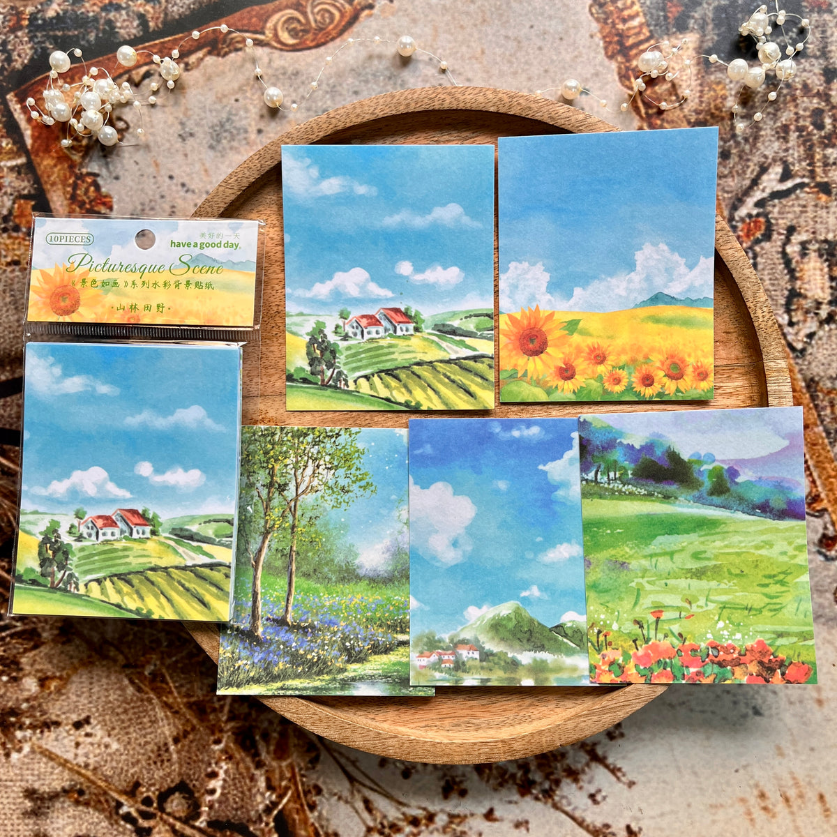 10 Sheets Picturesque Views Series Landscaping Washi Stickers