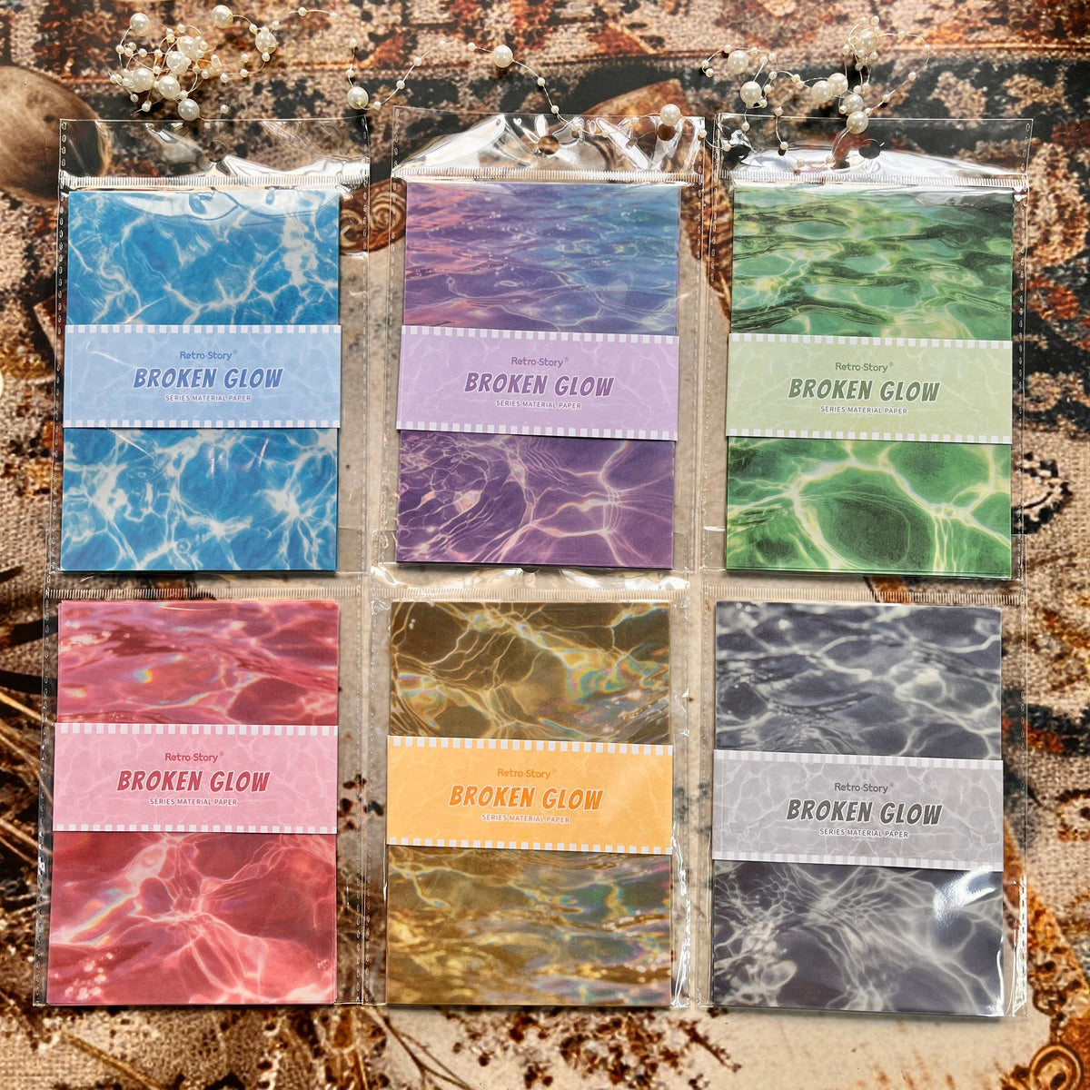 16 Sheets Shimmer Series Water Ripple Decorative Materials for Scrapbooking