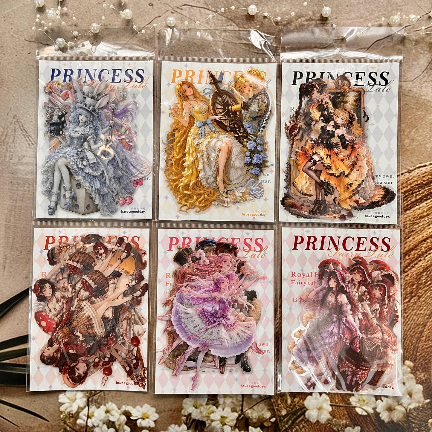 12 Pcs Princess and Fairy Tale Series Character-themed Character Stickers