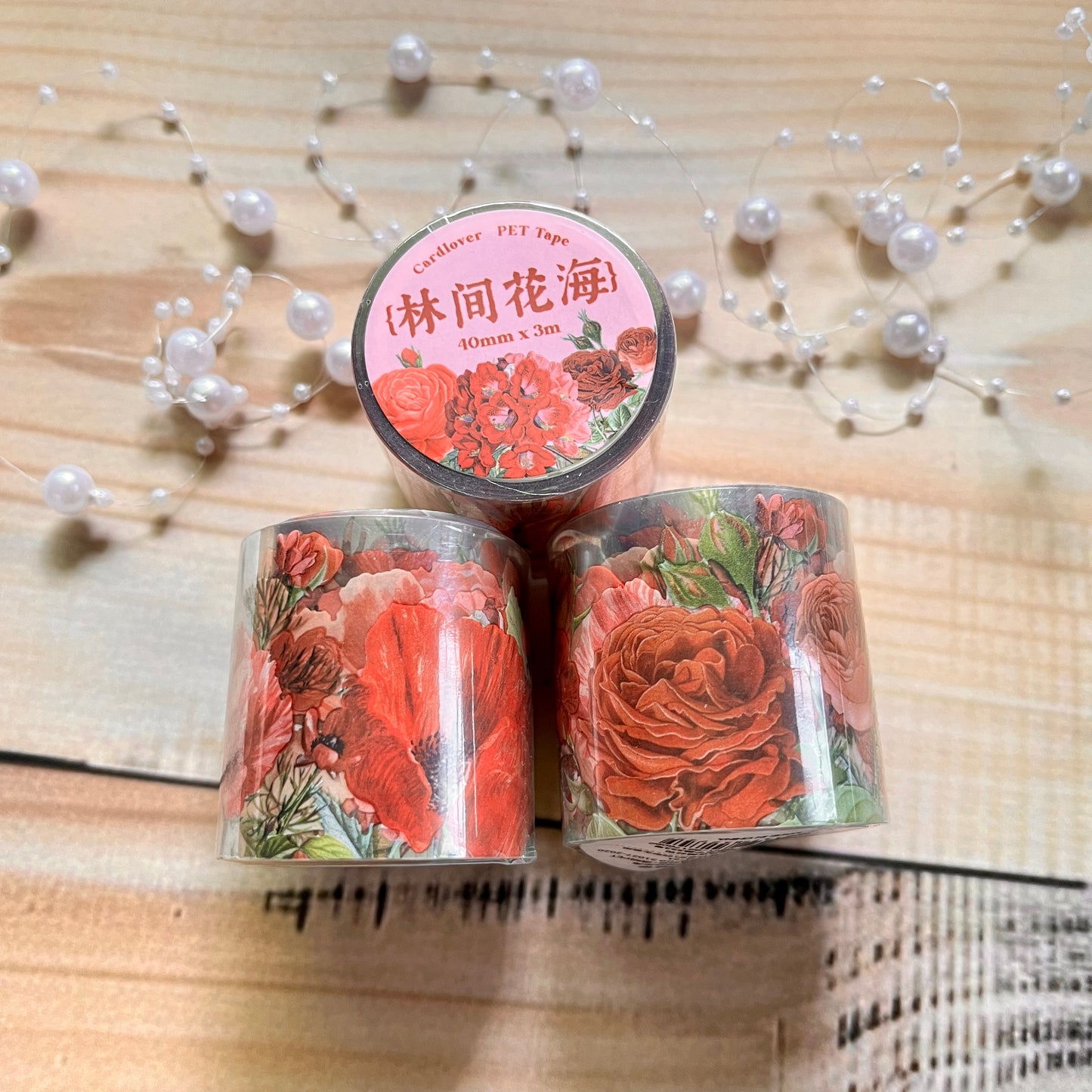 40mm* 3M flower cartoon full courtyard series retro artistic flower Pet Tape