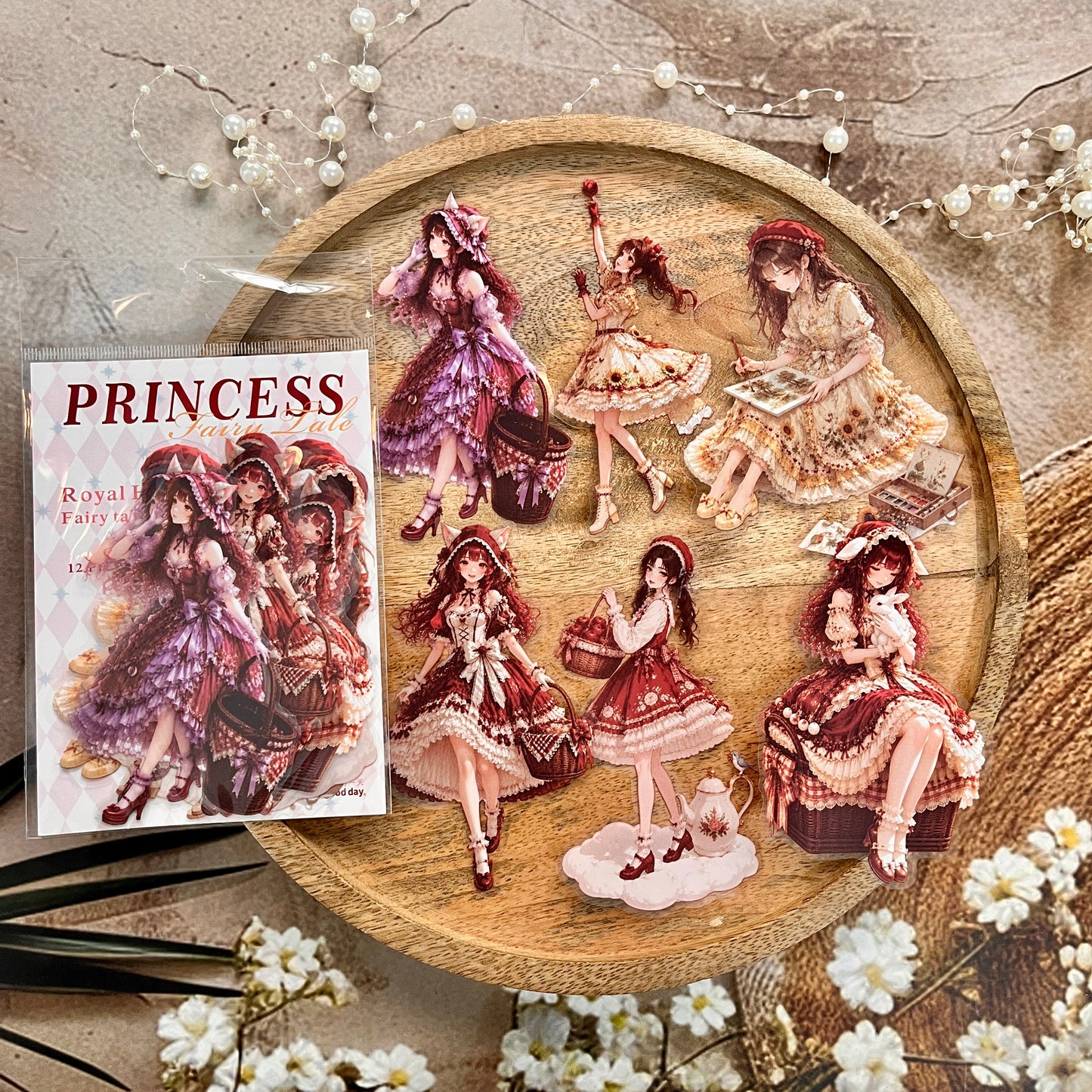 12 Pcs Princess and Fairy Tale Series Character-themed Character Stickers