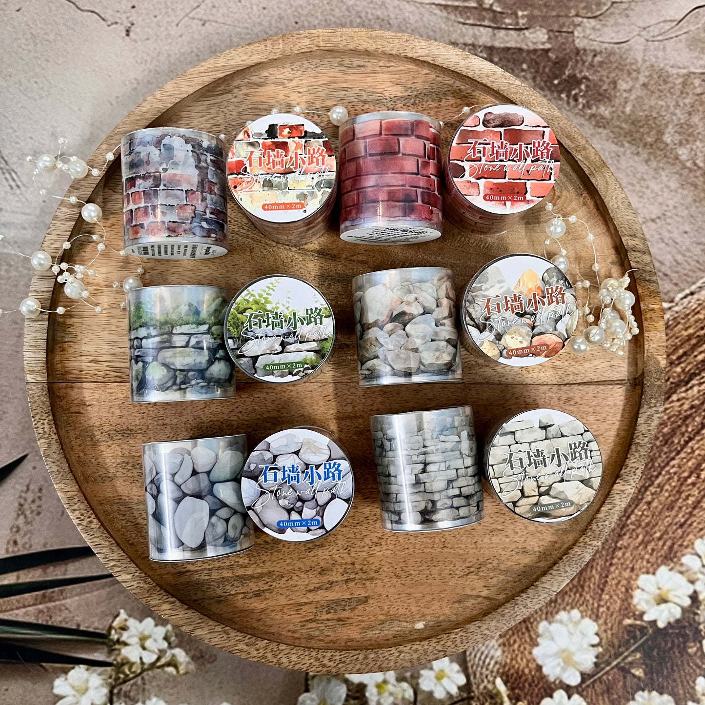 1 Roll One Fine Day Stone Wall Path Series Wall Tape for Journaling