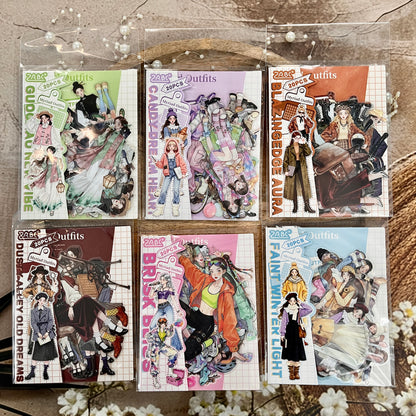 20 Pcs Endless Outfit Combinations Girl Character Journaling Stickers