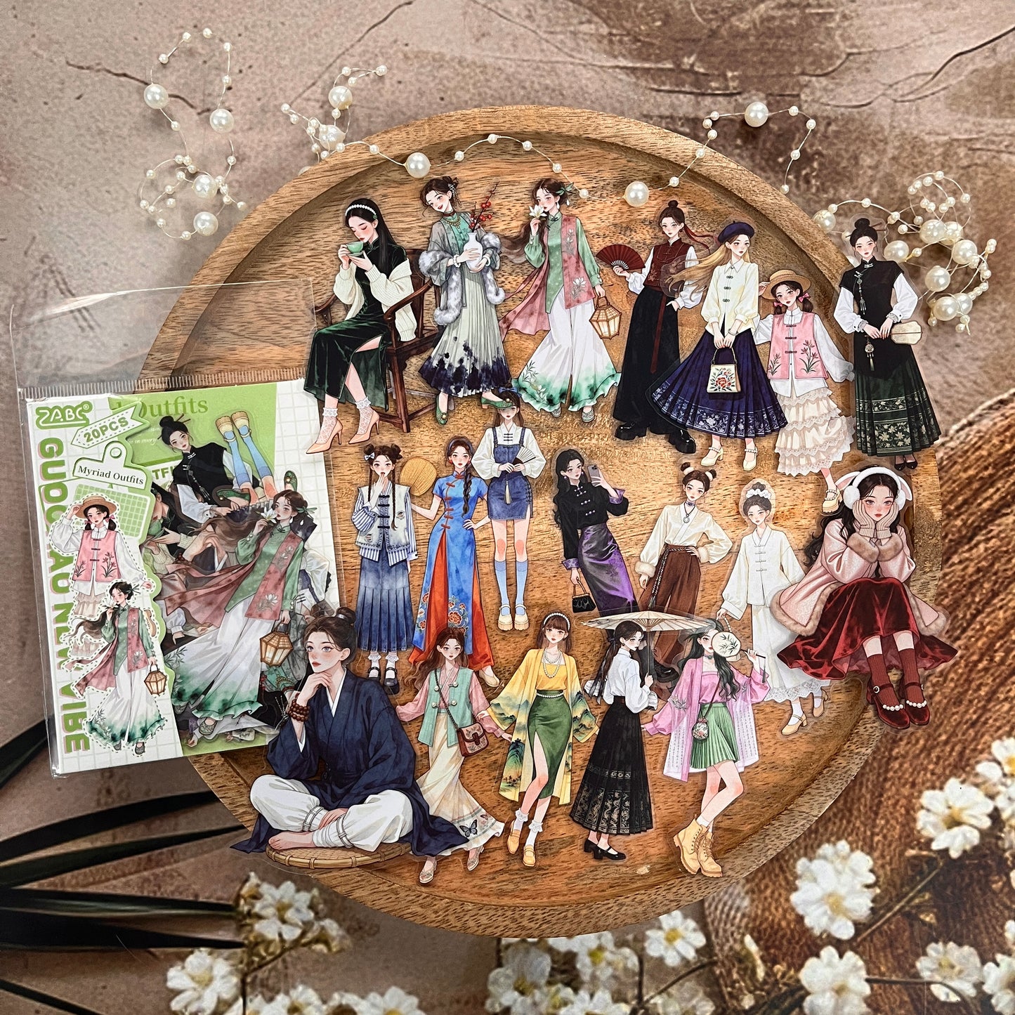 20 Pcs Endless Outfit Combinations Girl Character Journaling Stickers