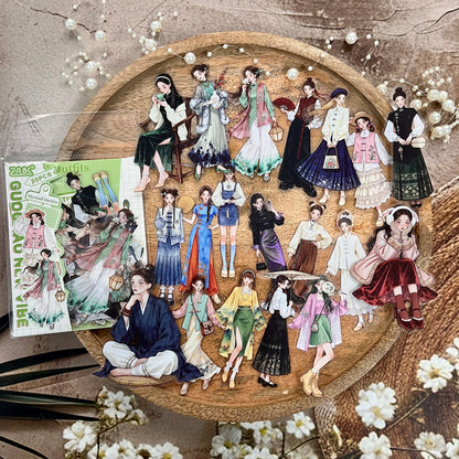 20 Pcs Endless Outfit Combinations Girl Character Journaling Stickers