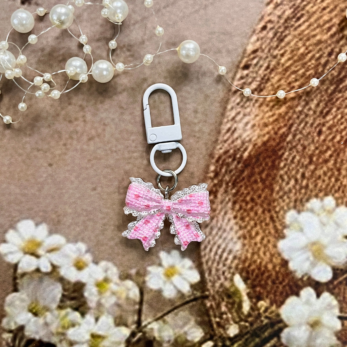 1 pc Transparent Polka-Dot Bow Tie Keychain Cute Charm