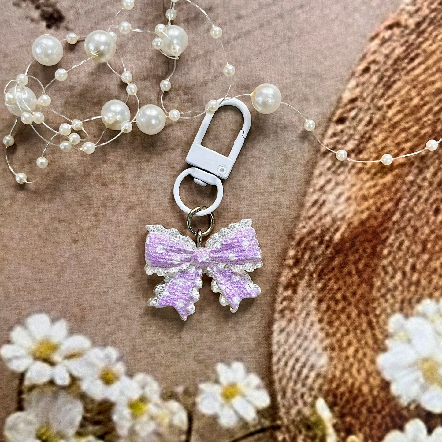 1 pc Transparent Polka-Dot Bow Tie Keychain Cute Charm