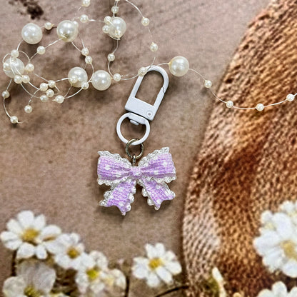 1 pc Transparent Polka-Dot Bow Tie Keychain Cute Charm