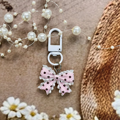 1 pc Transparent Polka-Dot Bow Tie Keychain Cute Charm