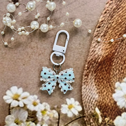 1 pc Transparent Polka-Dot Bow Tie Keychain Cute Charm