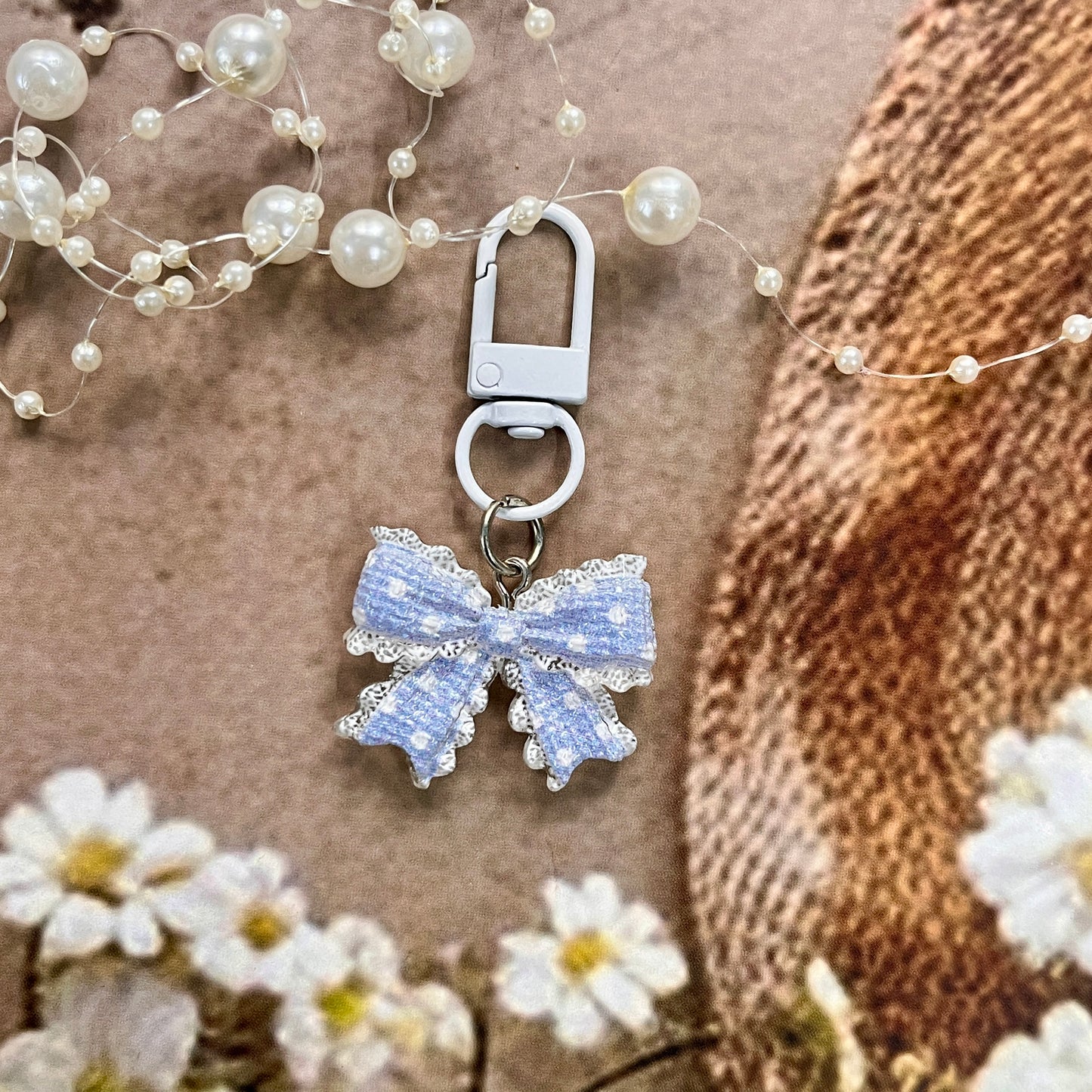 1 pc Transparent Polka-Dot Bow Tie Keychain Cute Charm