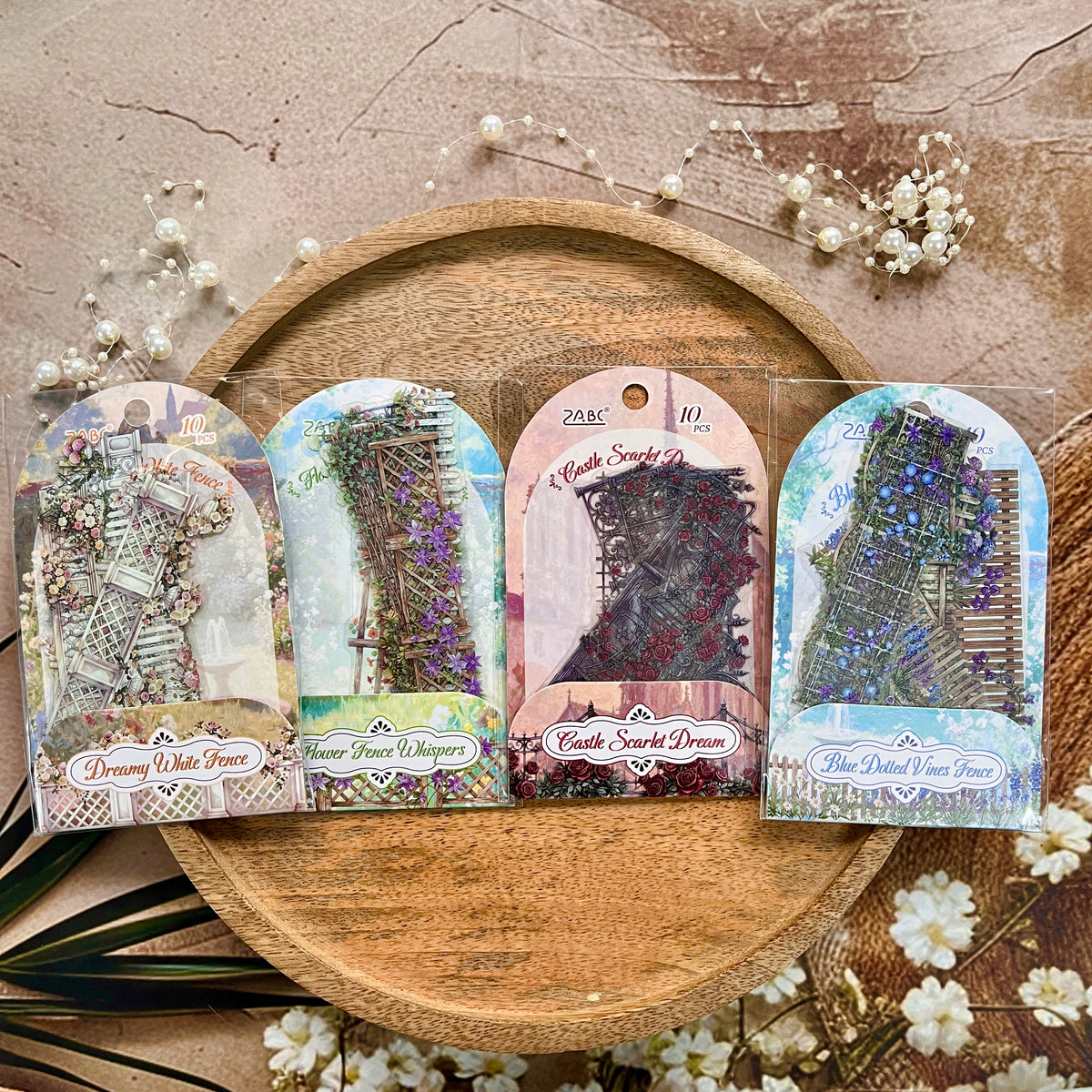 10 Pcs Flower Hedge Whispers Series Fence Journaling Stickers