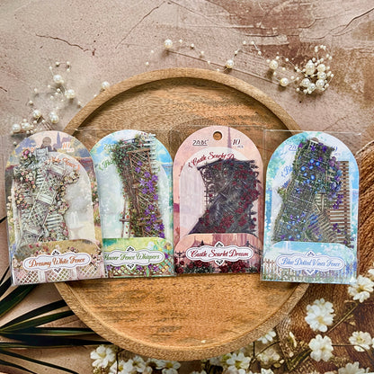 10 Pcs Flower Hedge Whispers Series Fence Journaling Stickers