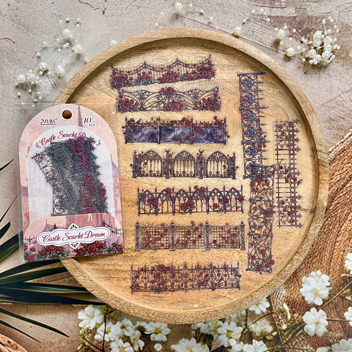 10 Pcs Flower Hedge Whispers Series Fence Journaling Stickers