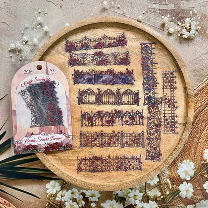 10 Pcs Flower Hedge Whispers Series Fence Journaling Stickers