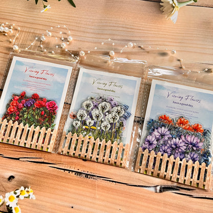 20 Pcs flower viewing along the way series floral fence Stickers for Journaling