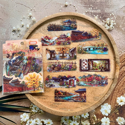 20 Pcs Four Seasons Series Retro Landscape Stickers