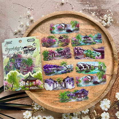 20 Pcs Four Seasons Series Retro Landscape Stickers