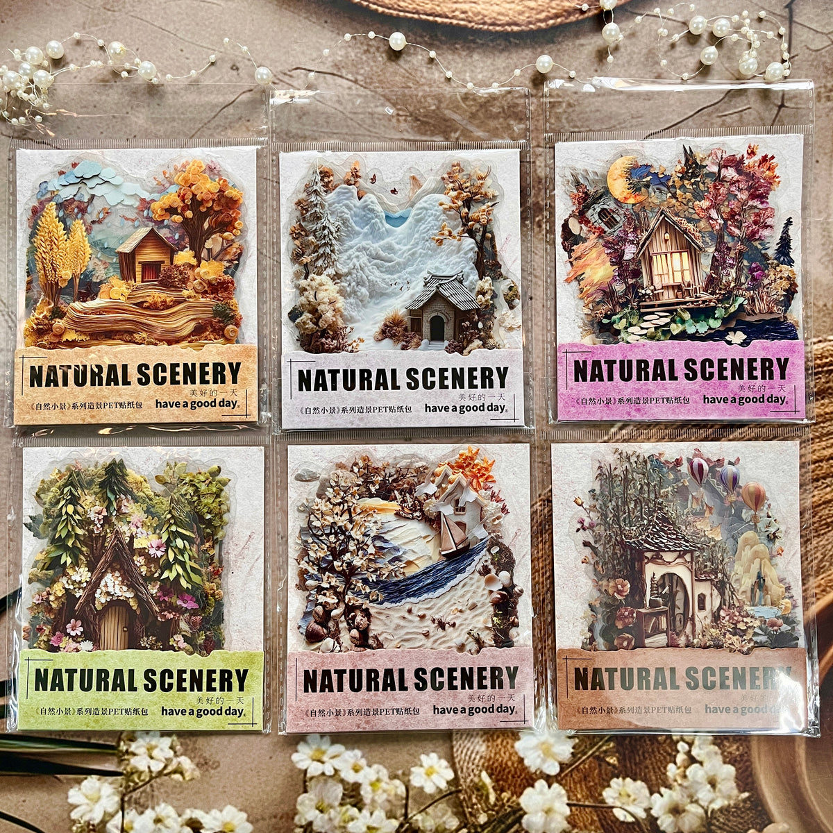 10 Pcs Nature Mini Scenes Series Landscape themed Scrapbooking Stickers
