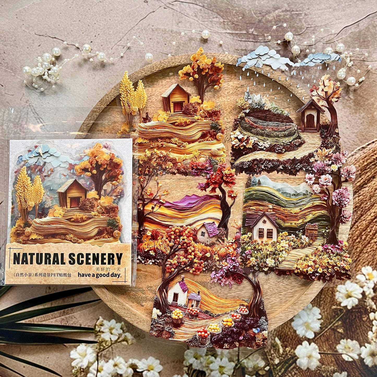 10 Pcs Nature Mini Scenes Series Landscape themed Scrapbooking Stickers