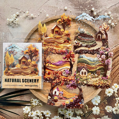 10 Pcs Nature Mini Scenes Series Landscape themed Scrapbooking Stickers