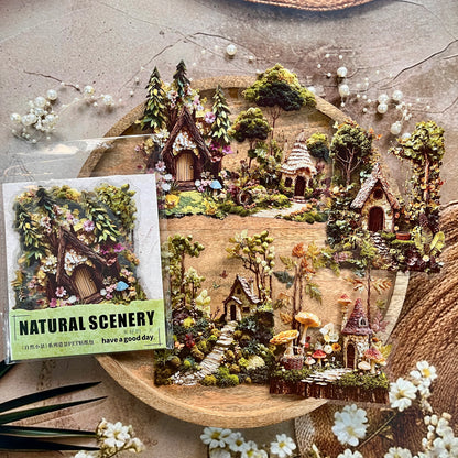 10 Pcs Nature Mini Scenes Series Landscape themed Scrapbooking Stickers
