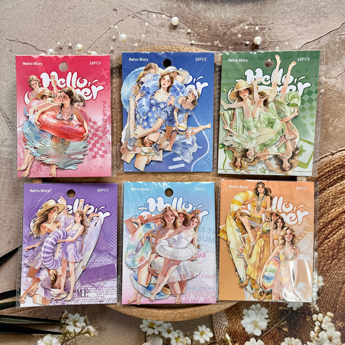 10 Pcs Hello Summer Series Summer-themed People Swimming Stickers
