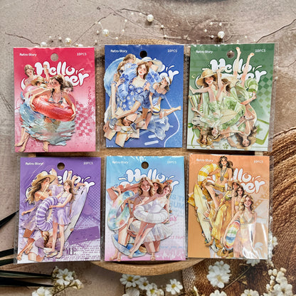 10 Pcs Hello Summer Series Summer-themed People Swimming Stickers
