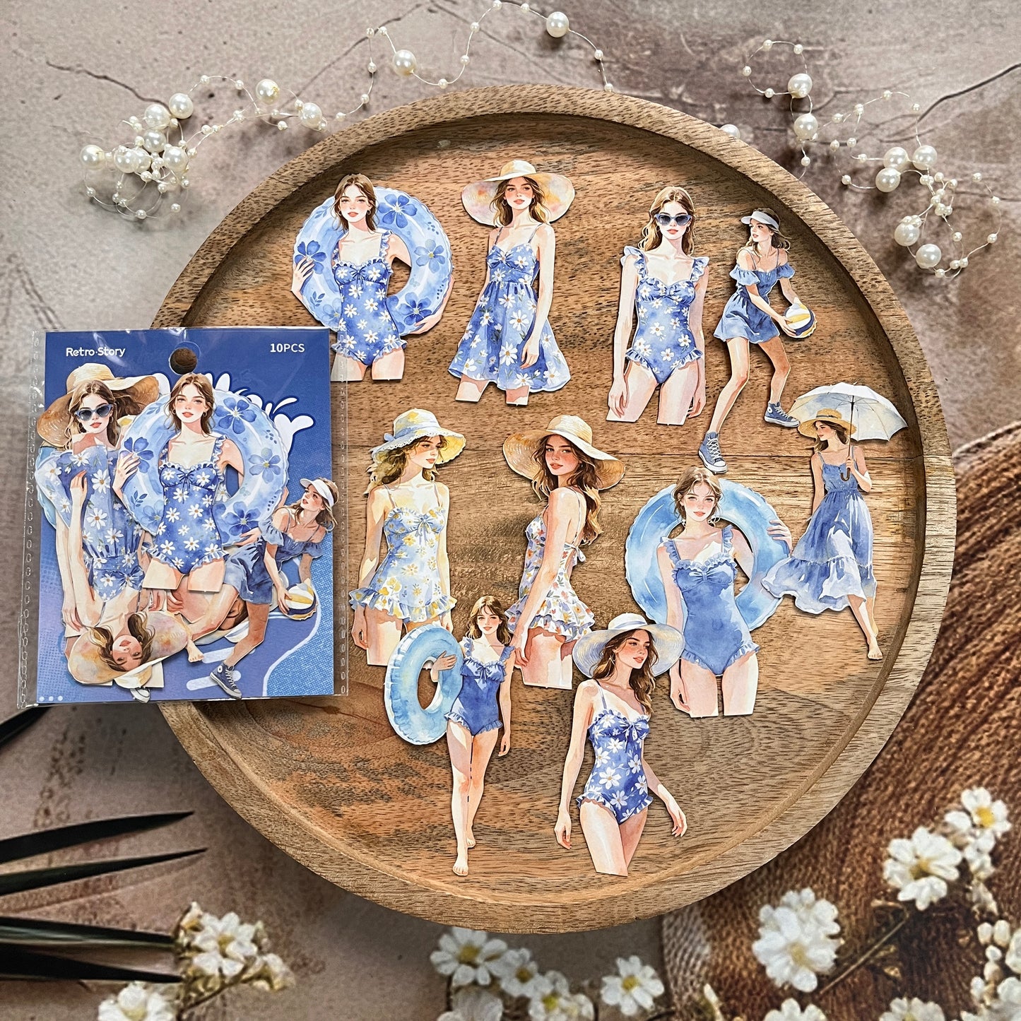 10 Pcs Hello Summer Series Summer-themed People Swimming Stickers
