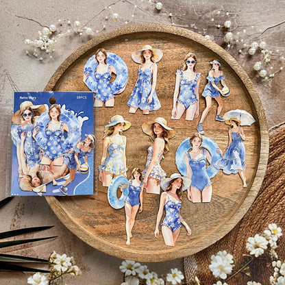 10 Pcs Hello Summer Series Summer-themed People Swimming Stickers