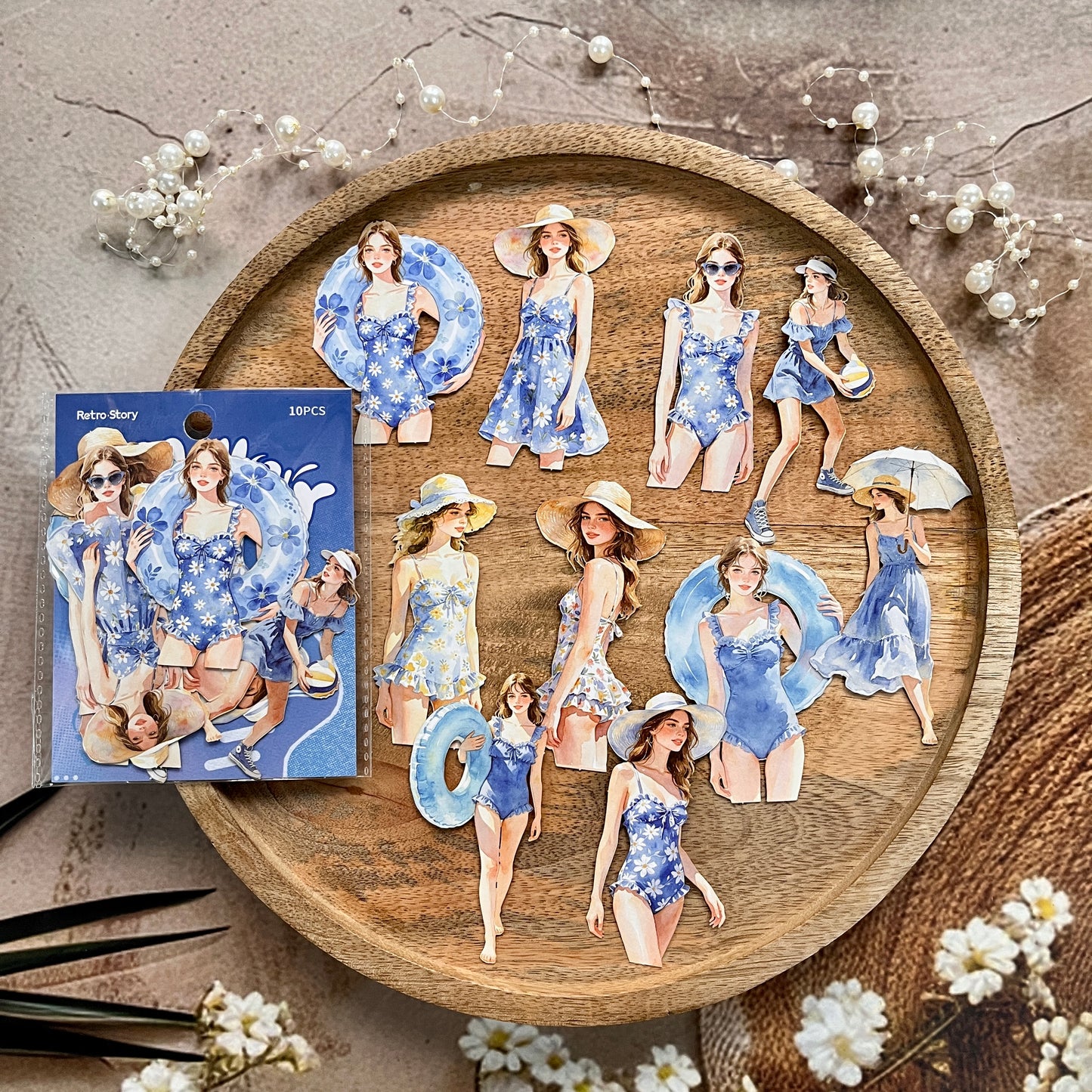 10 Pcs Hello Summer Series Summer-themed People Swimming Stickers